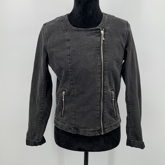 Levi’s Jacket Black denim size Medium Moto Vintage - Picture 3 of 7